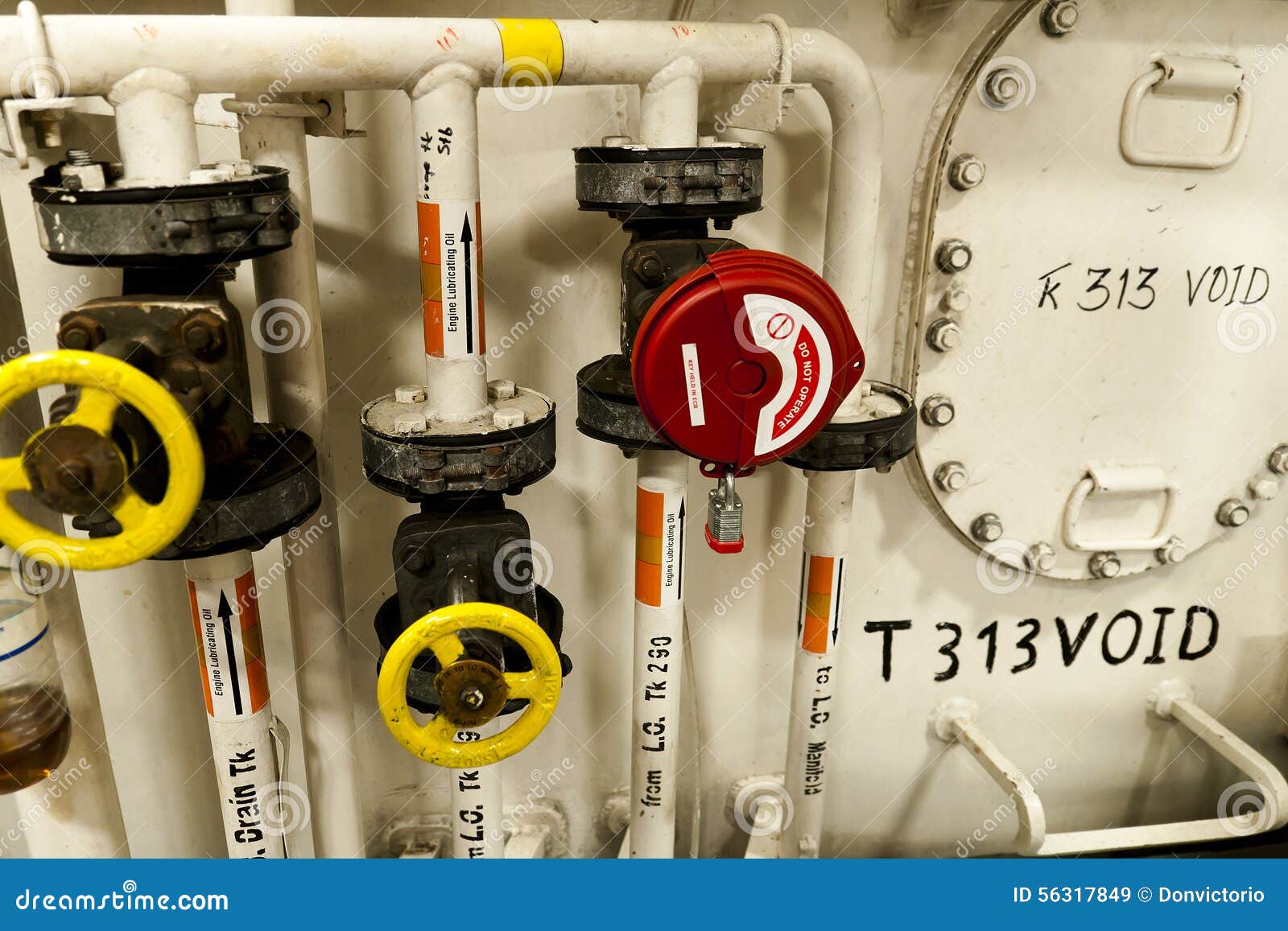 Ships Valves, Main Engine Engineering Interior. Stock Image Image
