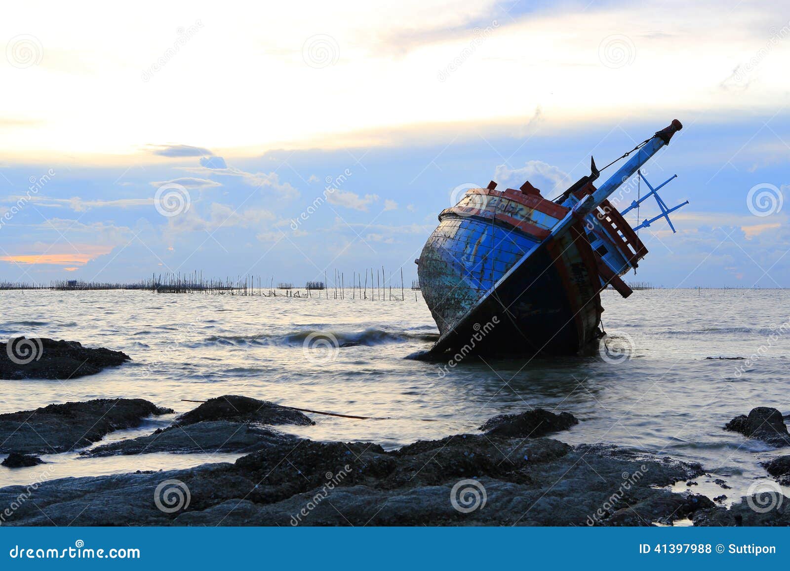 Shipwreck in Angsila Chonburi, Thailand Stock Photo Image of sunset