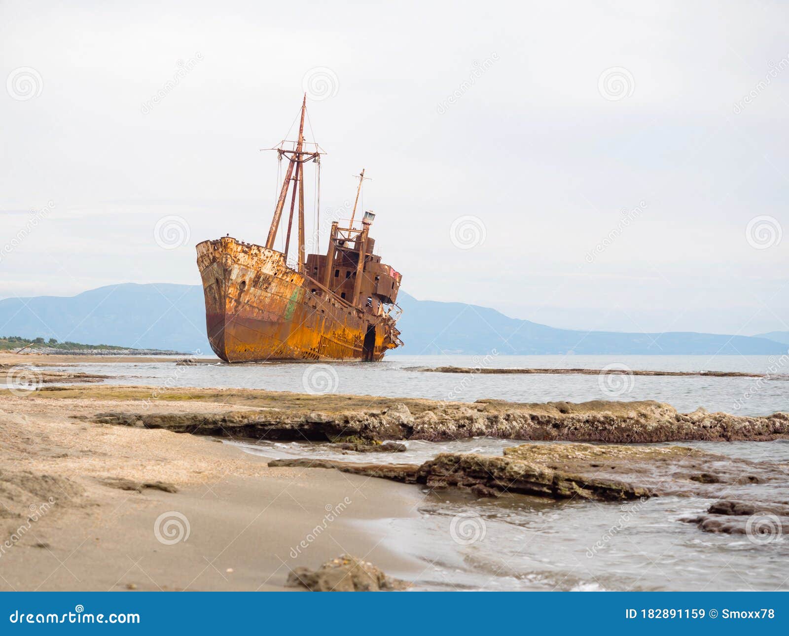 shipwreck in a beach of githeio,greece