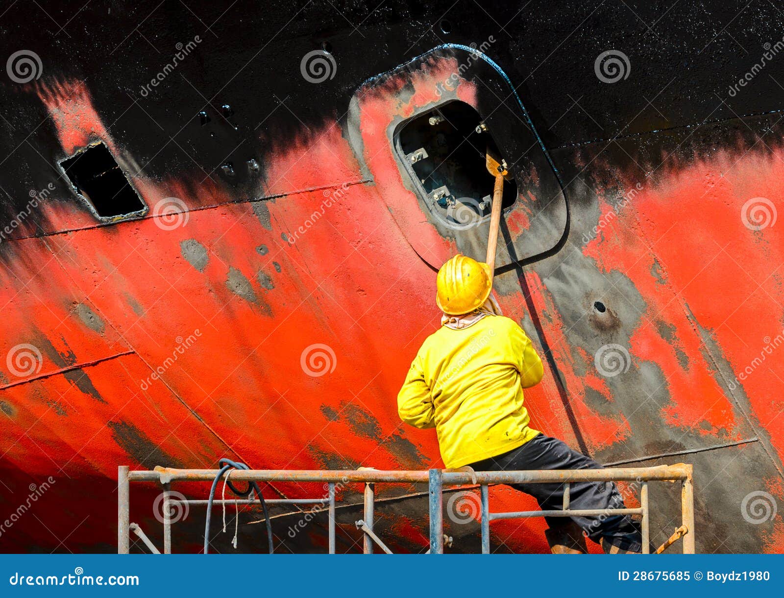 Shipyard Worker Welding Ship Repair Stock Photography CartoonDealer
