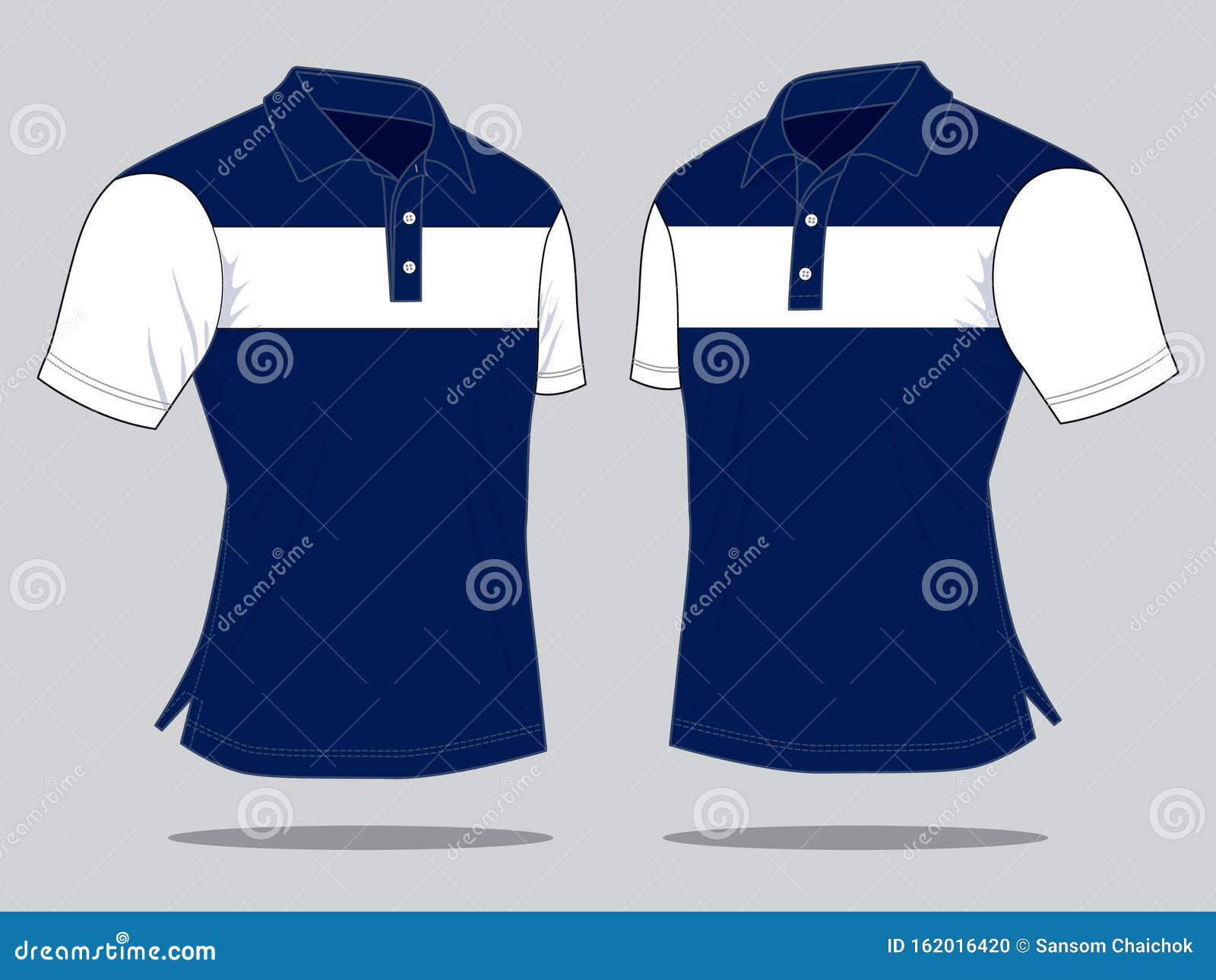 Navy Blue-White Short Sleeve Polo Shirt Design Stock Illustration ...