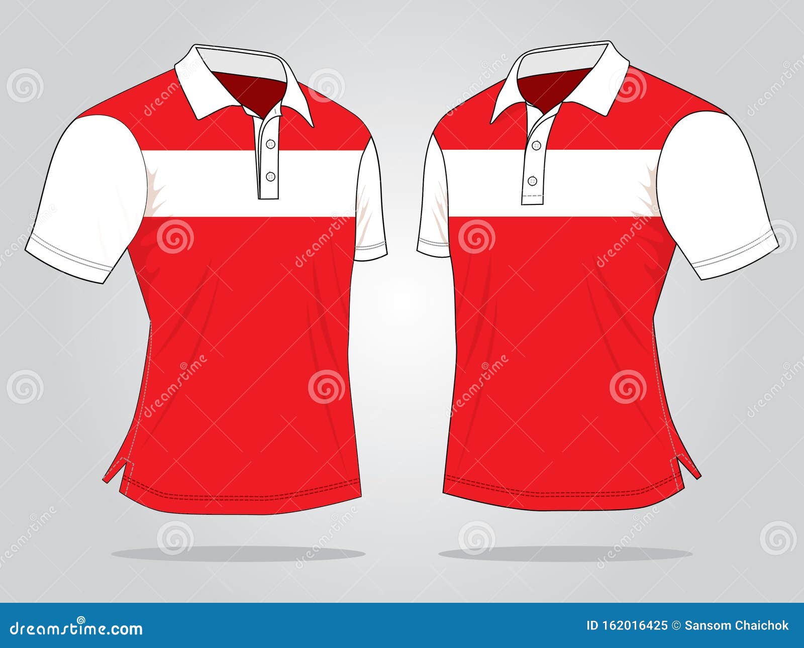 Red-White Short Sleeve Polo Shirt Design Stock Illustration ...