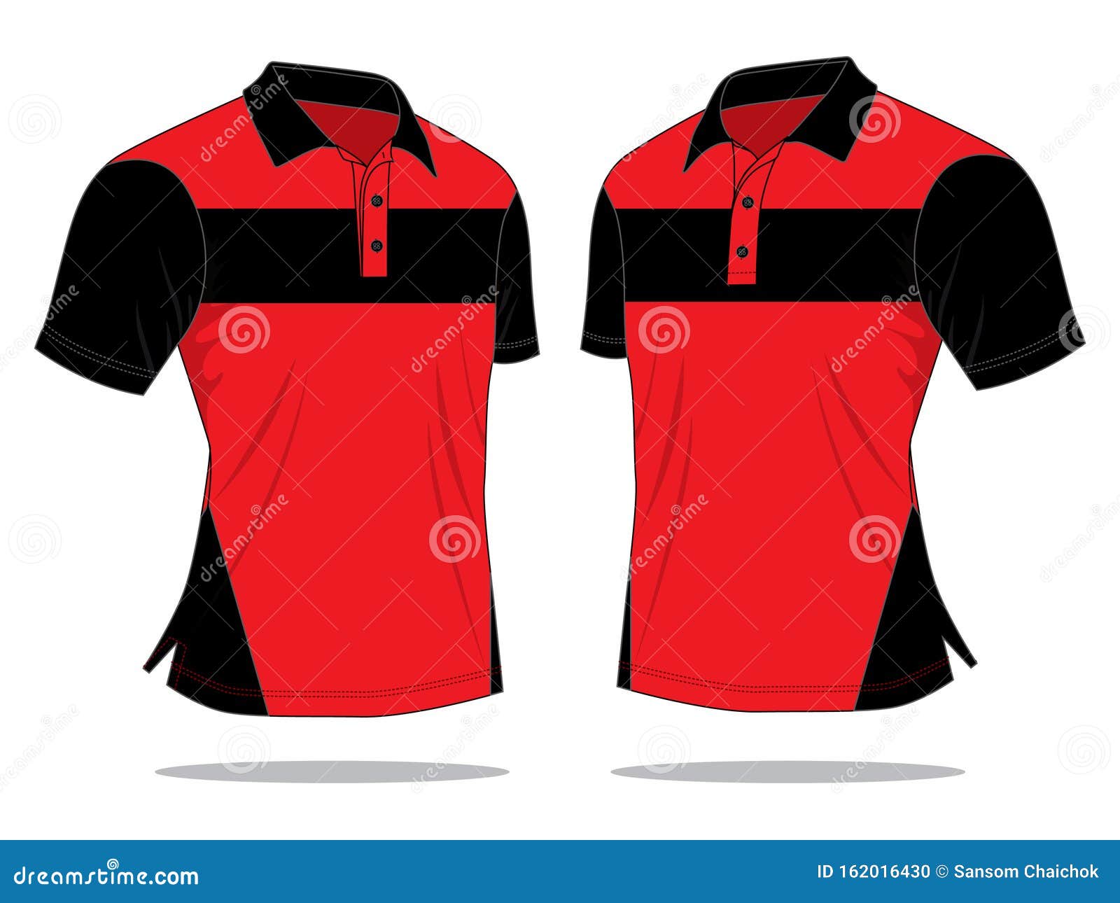 black polo shirt with red