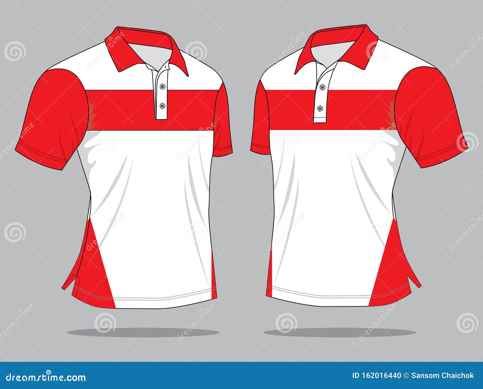 White-Red Short Sleeve Polo Shirt Design Stock Illustration ...