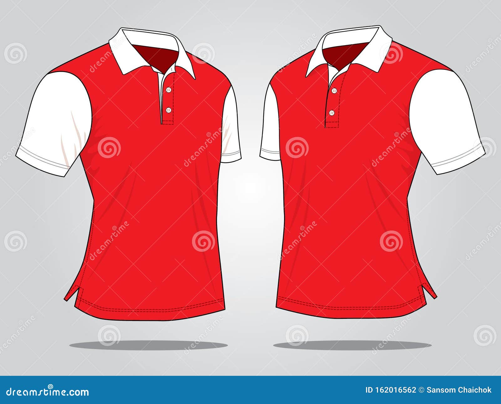 Red-White Short Sleeve Polo Shirt Design Stock Illustration