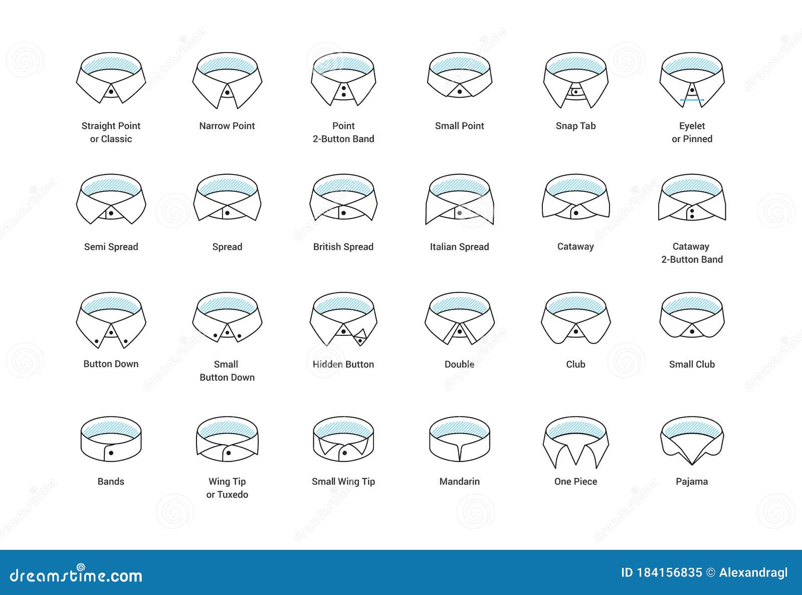 Shirt Collar Types and Styles Stock Vector - Illustration of formal ...