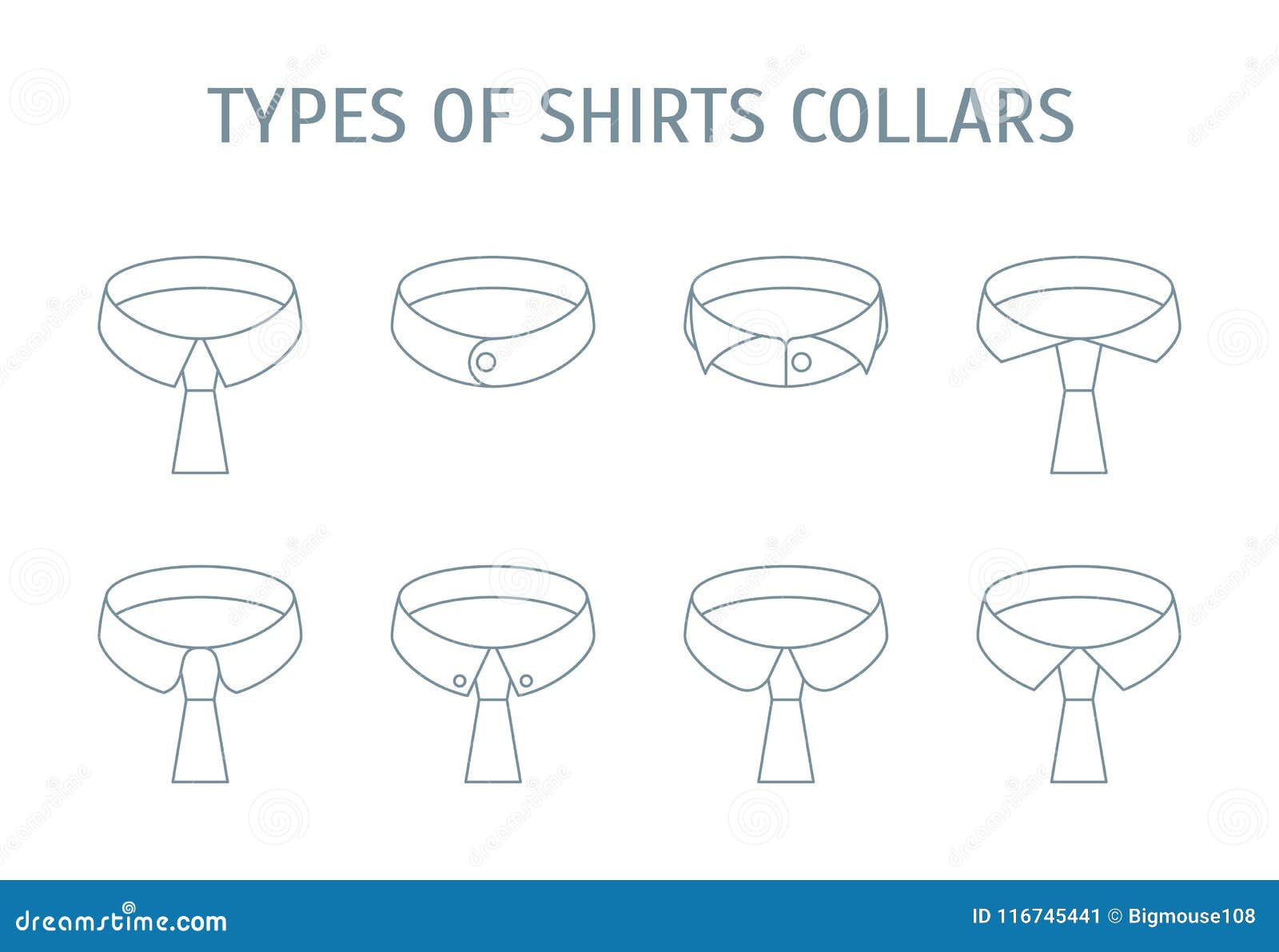 Shirt Collars Different Types Icons Set. Vector Stock Vector ...