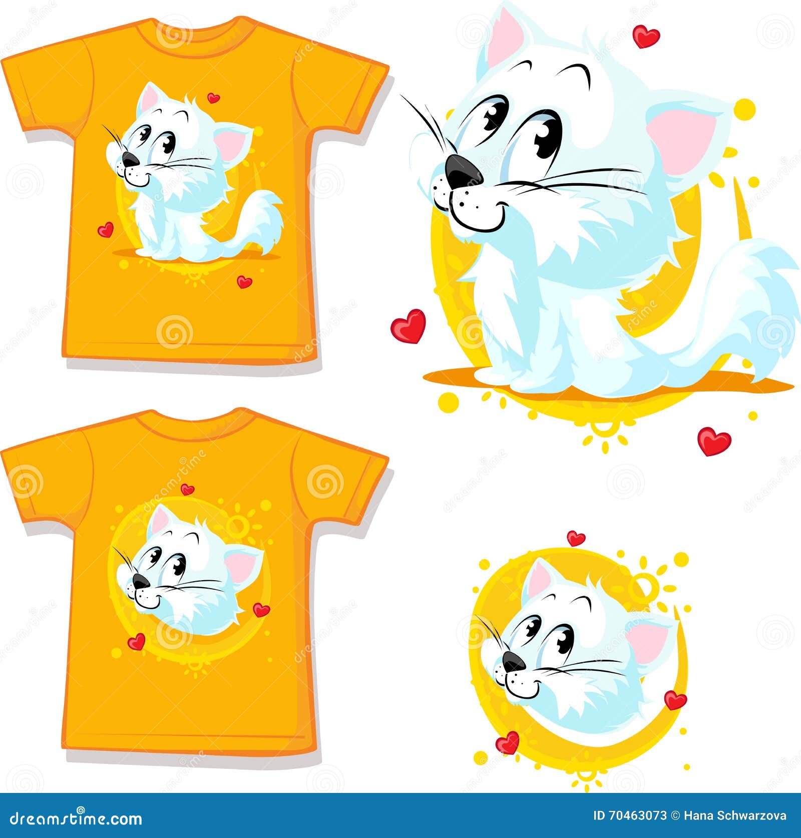 Shirt with Cute White Cat Vector Stock Vector Illustration of shirt