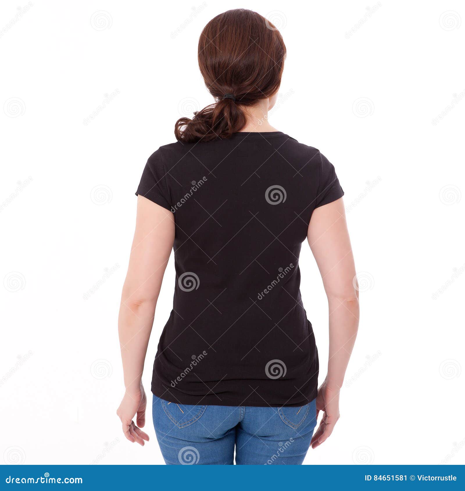 shirt design and people concept close up of woman in blank black t