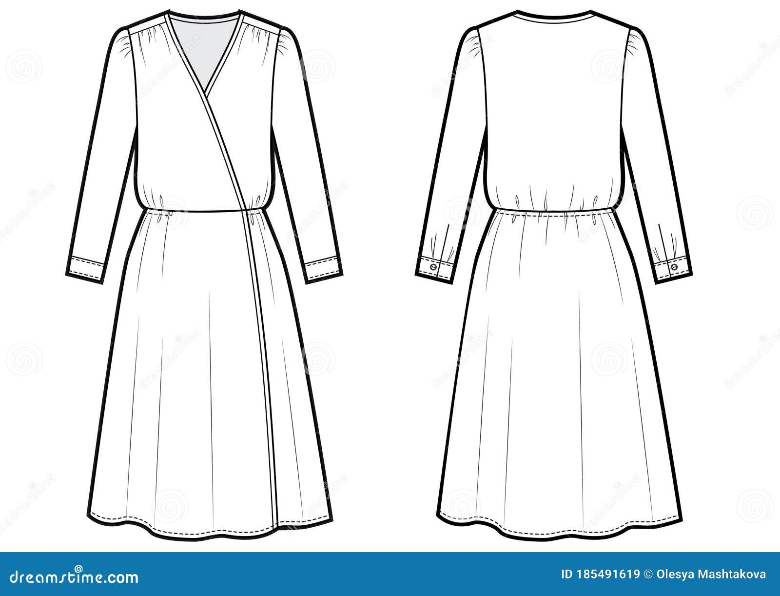 Shirt Dress Technical Vector Sketch Stock Illustration - Illustration ...