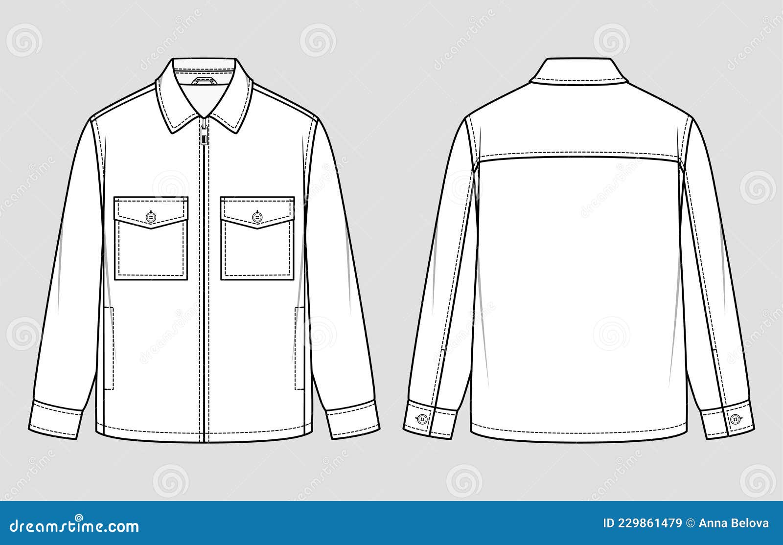 Shirt Jacket. Relaxed Fit. Vector Illustration. Stock Vector ...