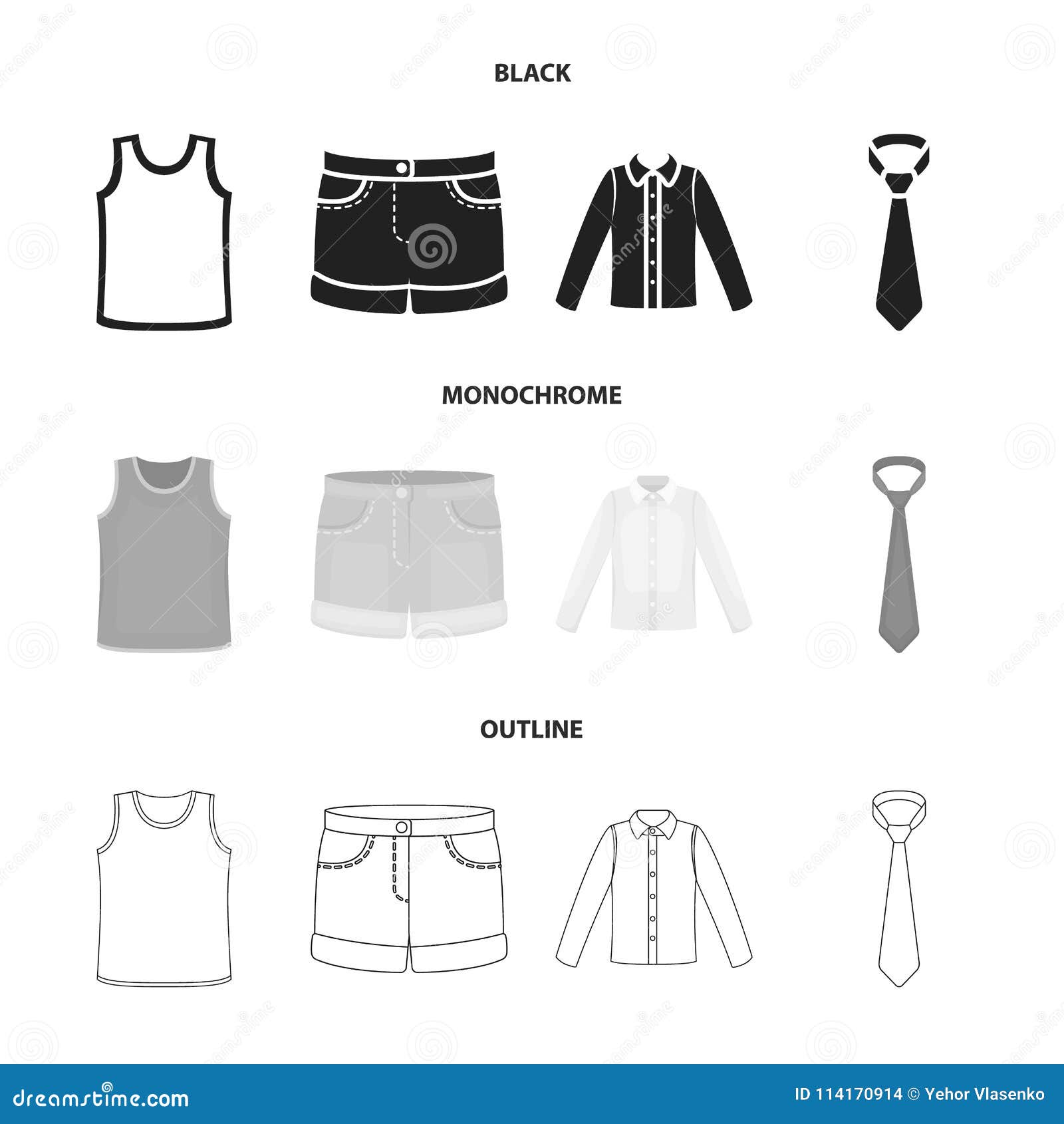 Shirt with Long Sleeves, Shorts, T-shirt, Tie.Clothing Set Collection ...