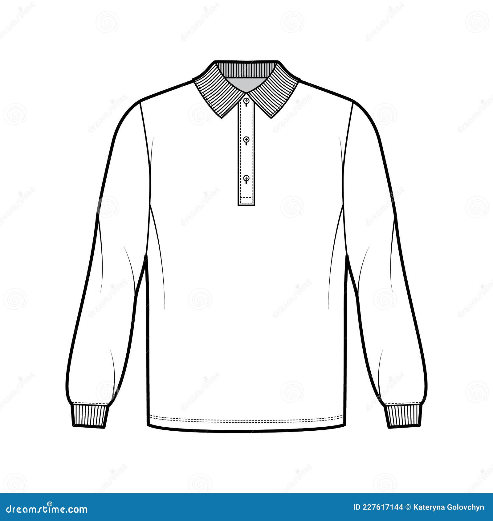 Shirt Polo Oversized Technical Fashion Illustration with Long Sleeves ...