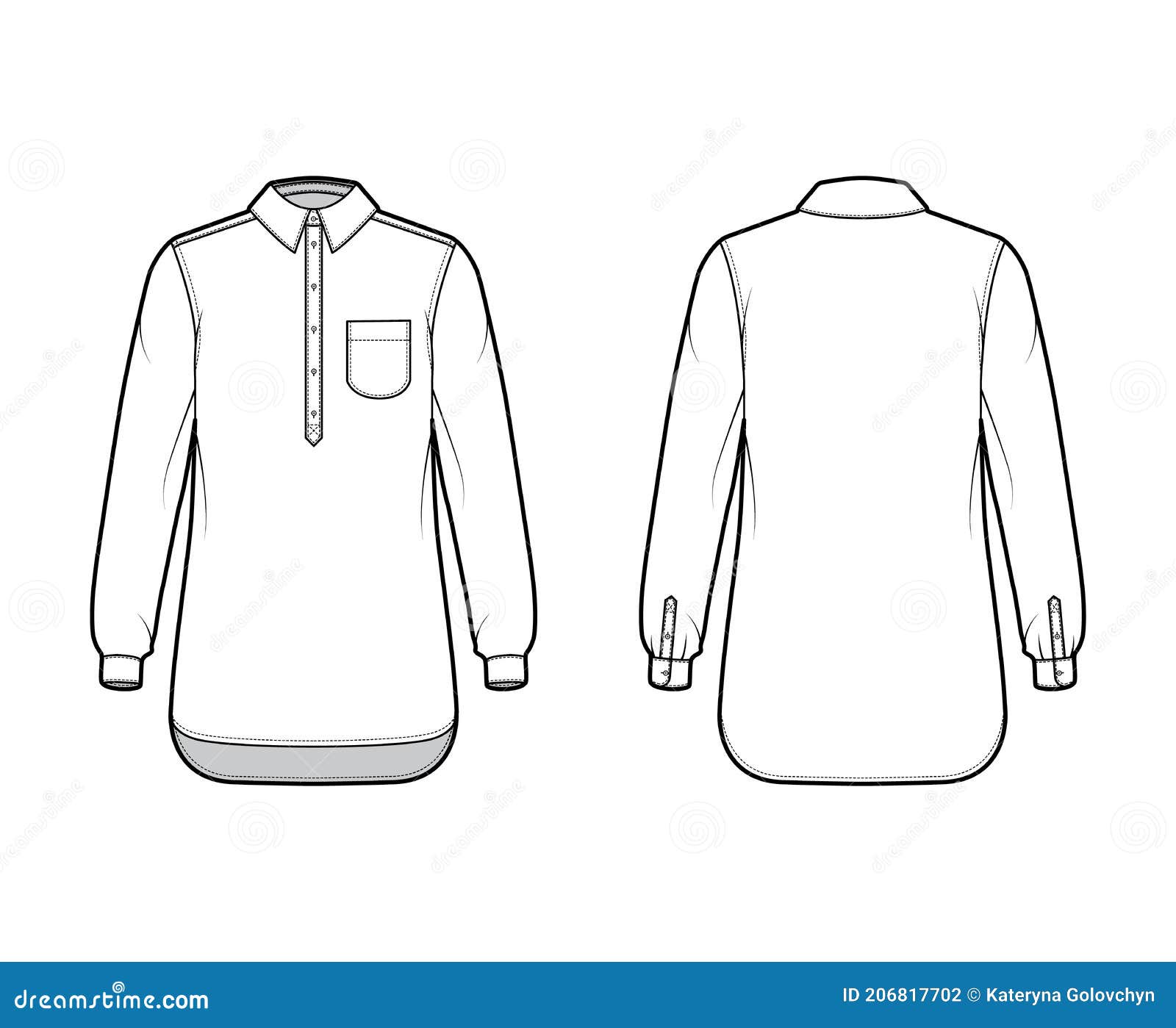 pullover shirt with collar and pocket