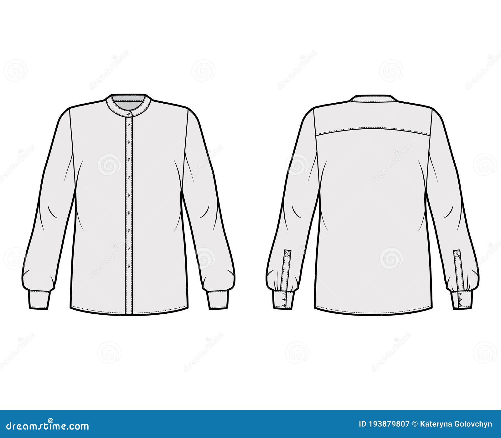 Premium Vector | Stand-up collar, half plancket men's shirt. vector  illustration. technical sketch. mockup template