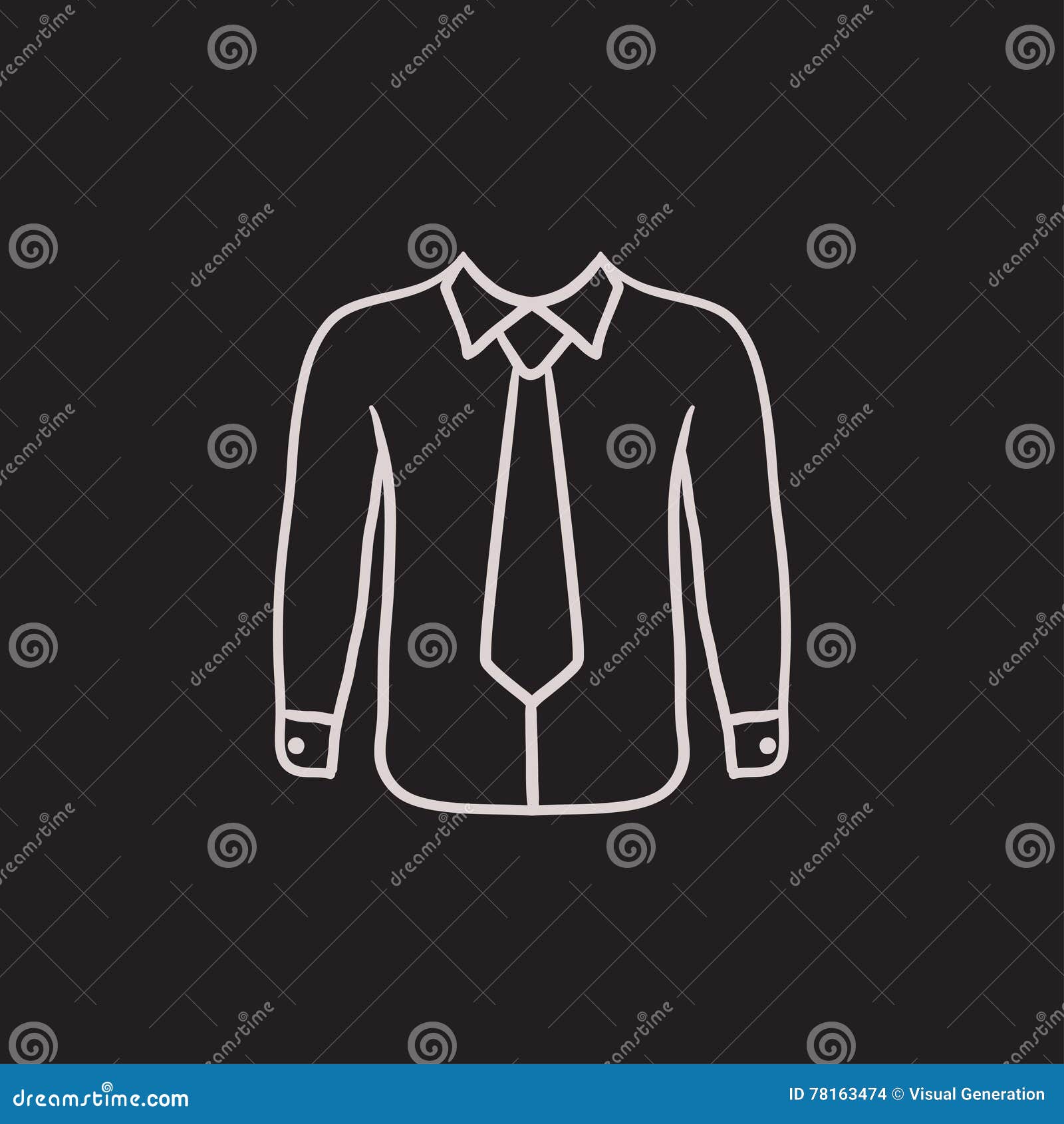 Shirt With Tie Sketch Icon. Stock Vector Illustration of