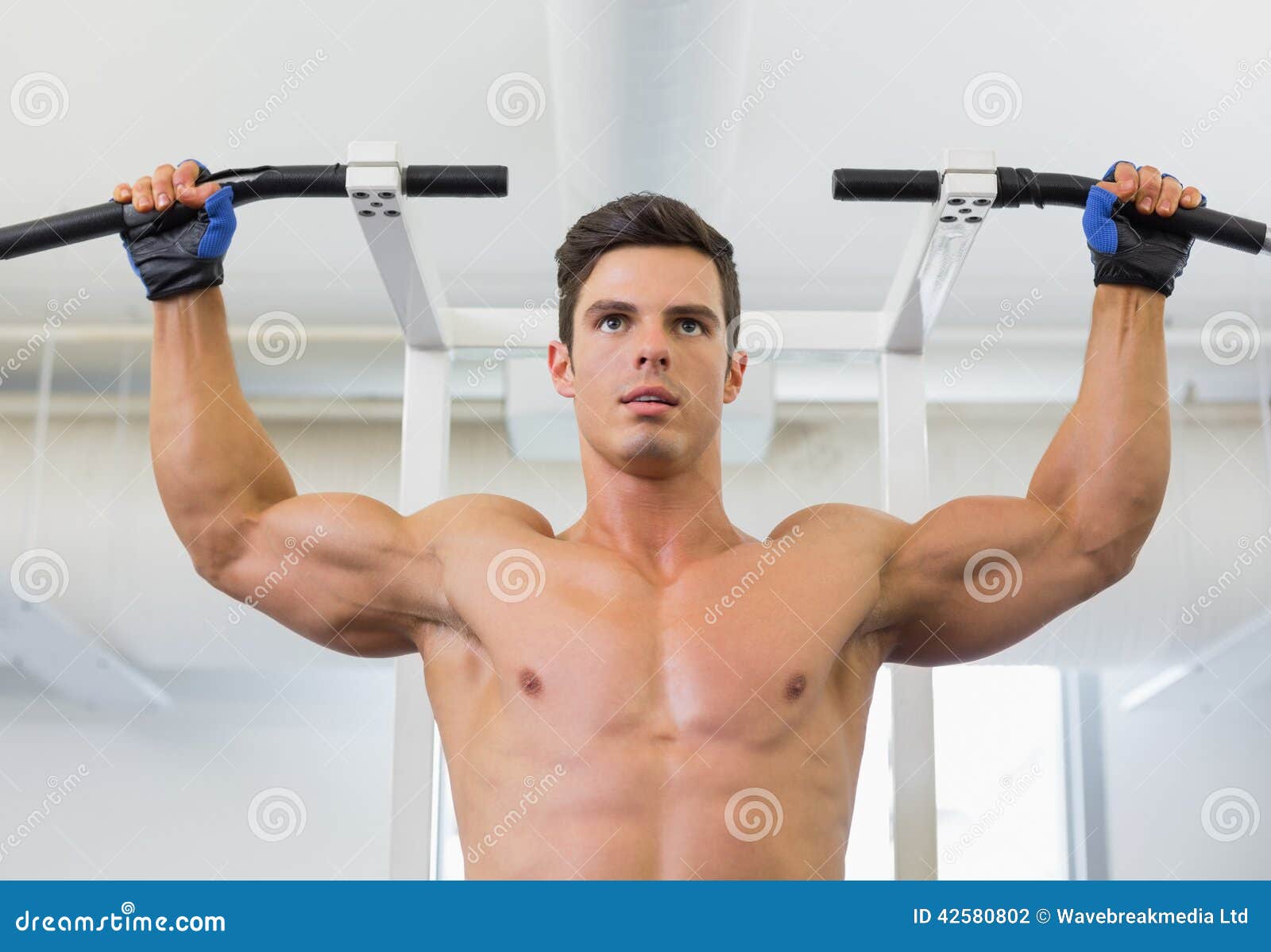 Shirtless Male Flexing Muscular Back Chin Ups Jock PHOTO 4X6 C1980 