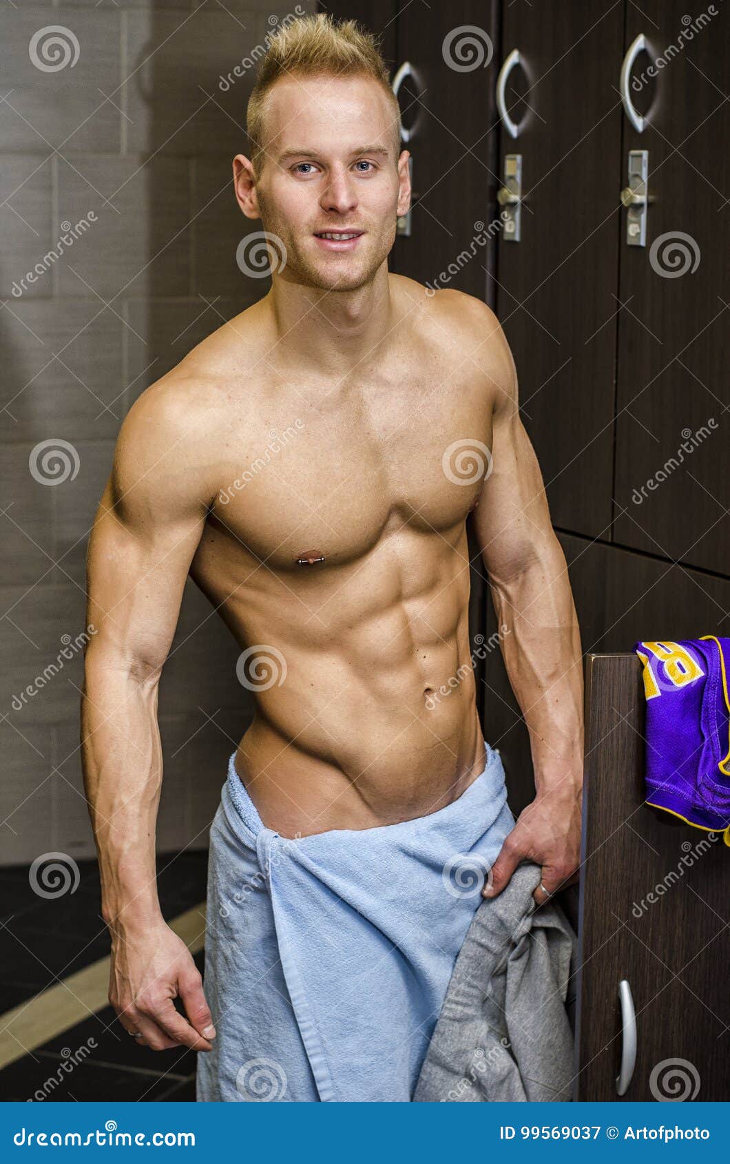 Shirtless Muscular Young Male Athlete Gym Stock Photo 
