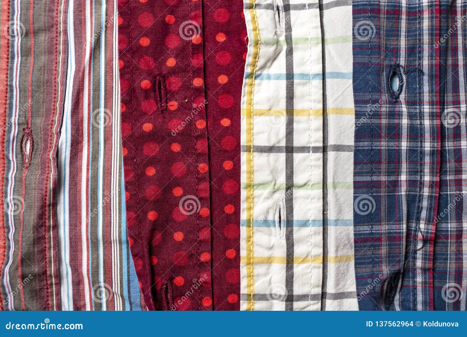 Shirts of Different Colors and Patterns are Next To Each Other Stock ...