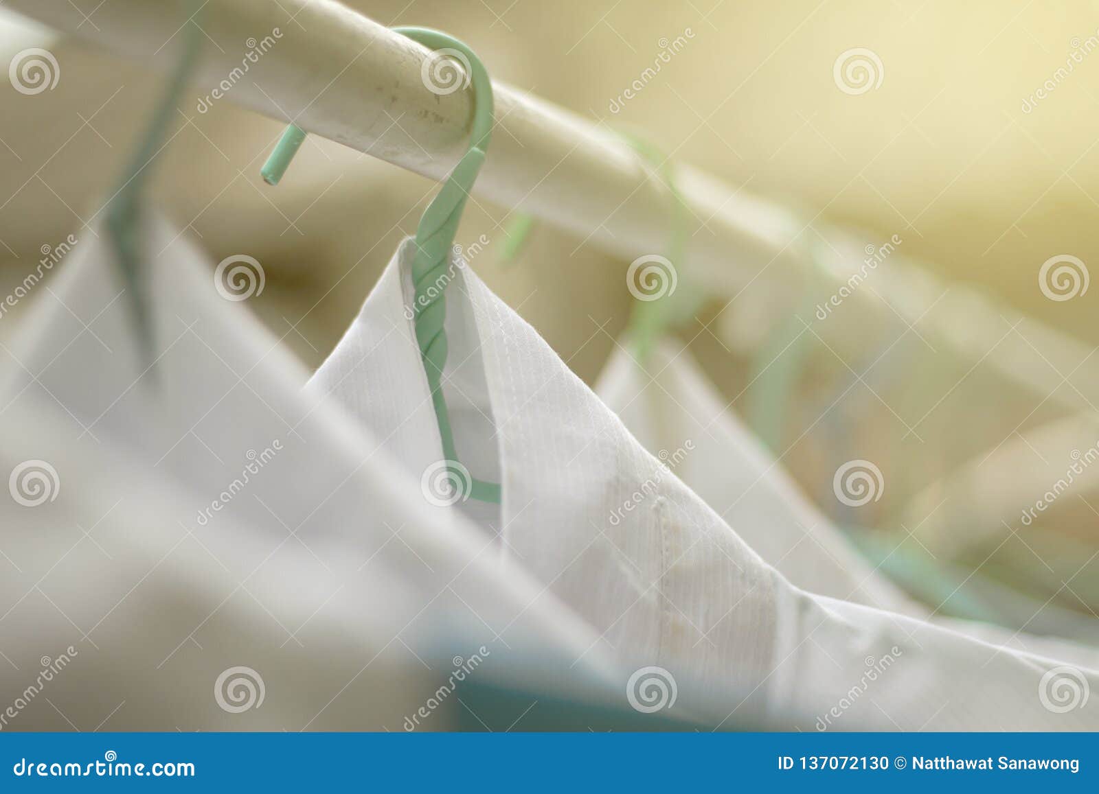 Shirts Hanging on on Open Rail or Clothes Outdoors on Laundry Day ...