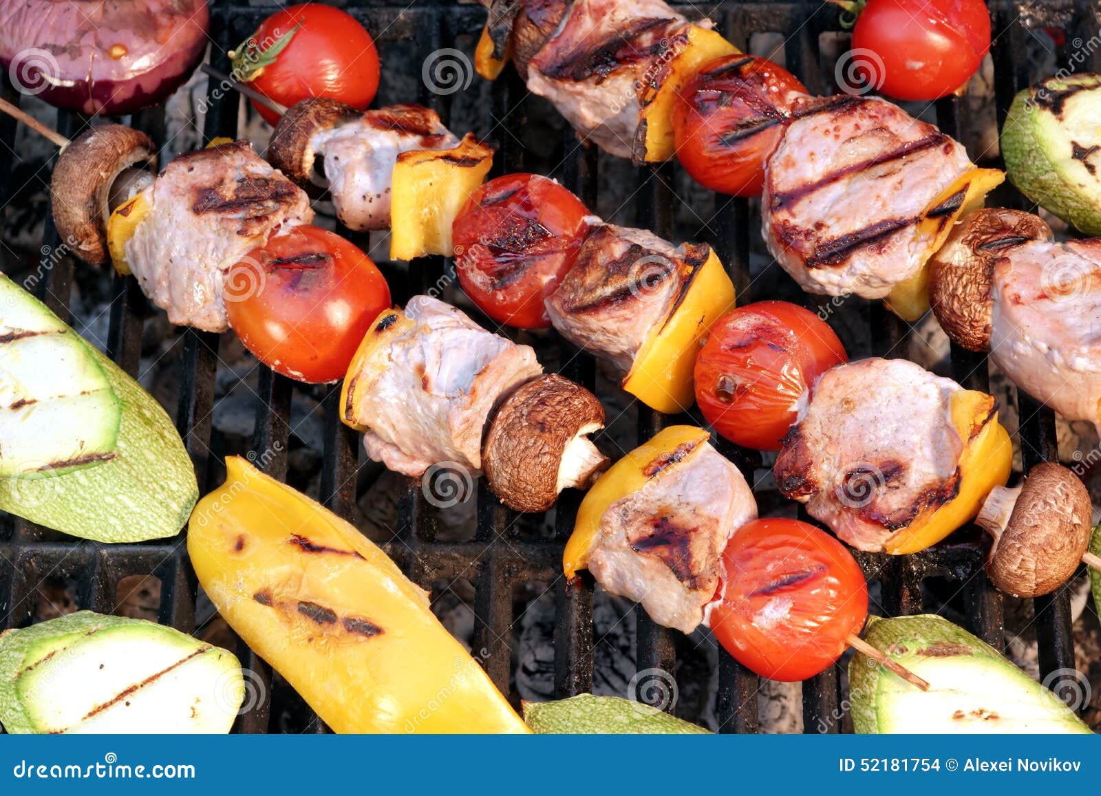 Shish Kabobs on the Grill Closeup Stock Photo Image of onion, park