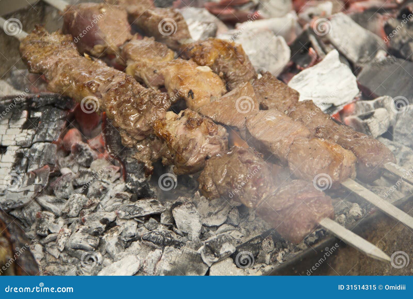 Shish kebab on fire stock image. Image of cook, grill - 31514315