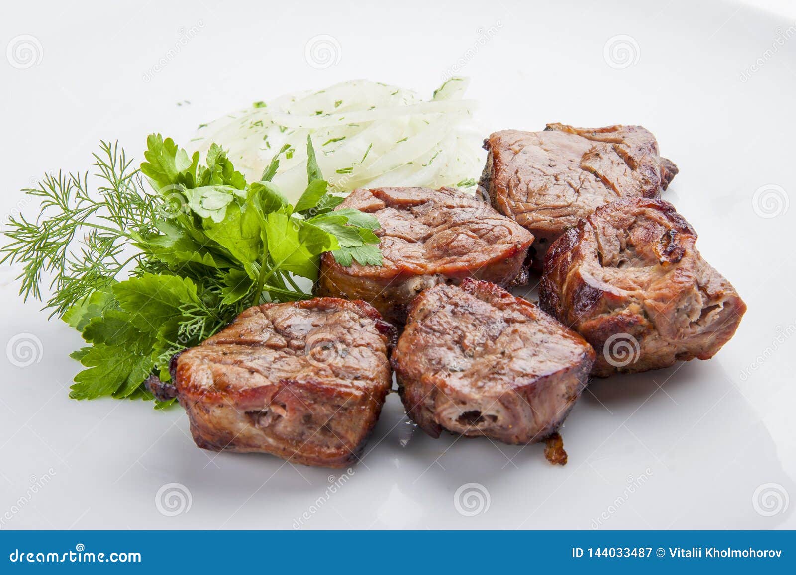 Shish Kebab from Pork Tenderloin with Onion Stock Image Image of
