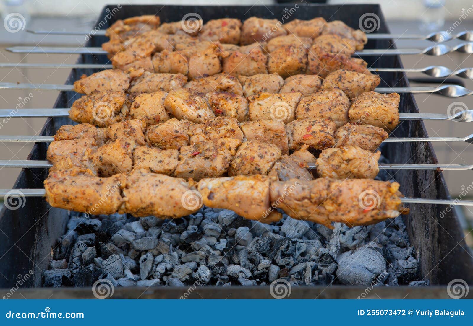 Shish Kebab is Prepared on a Charcoal Grill Stock Photo Image of