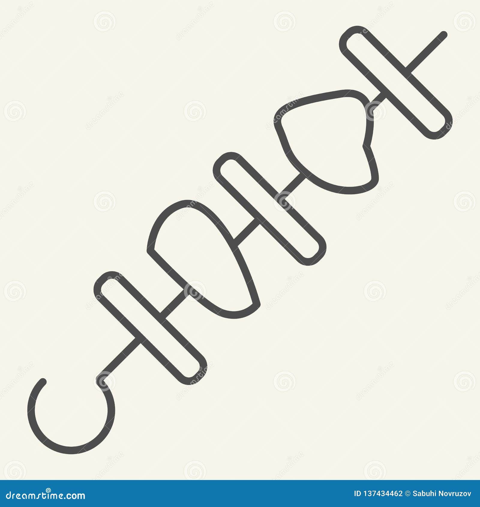 shish kebab thin line icon. shashlik    on white. chicken shish outline style , ed