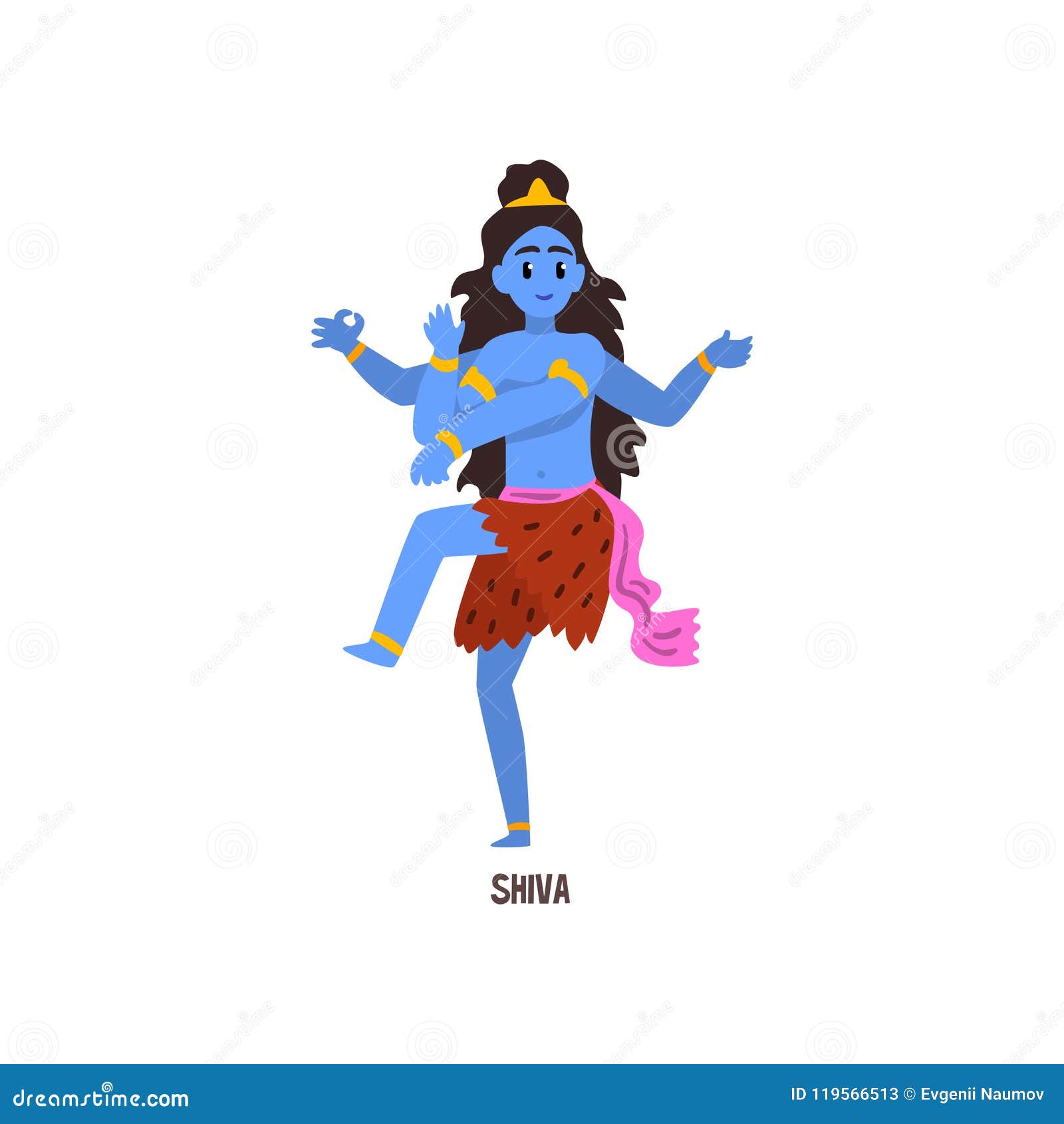 Shiva Indian God Cartoon Character Vector Illustration on a White  Background Stock Vector - Illustration of religion, culture: 119566513