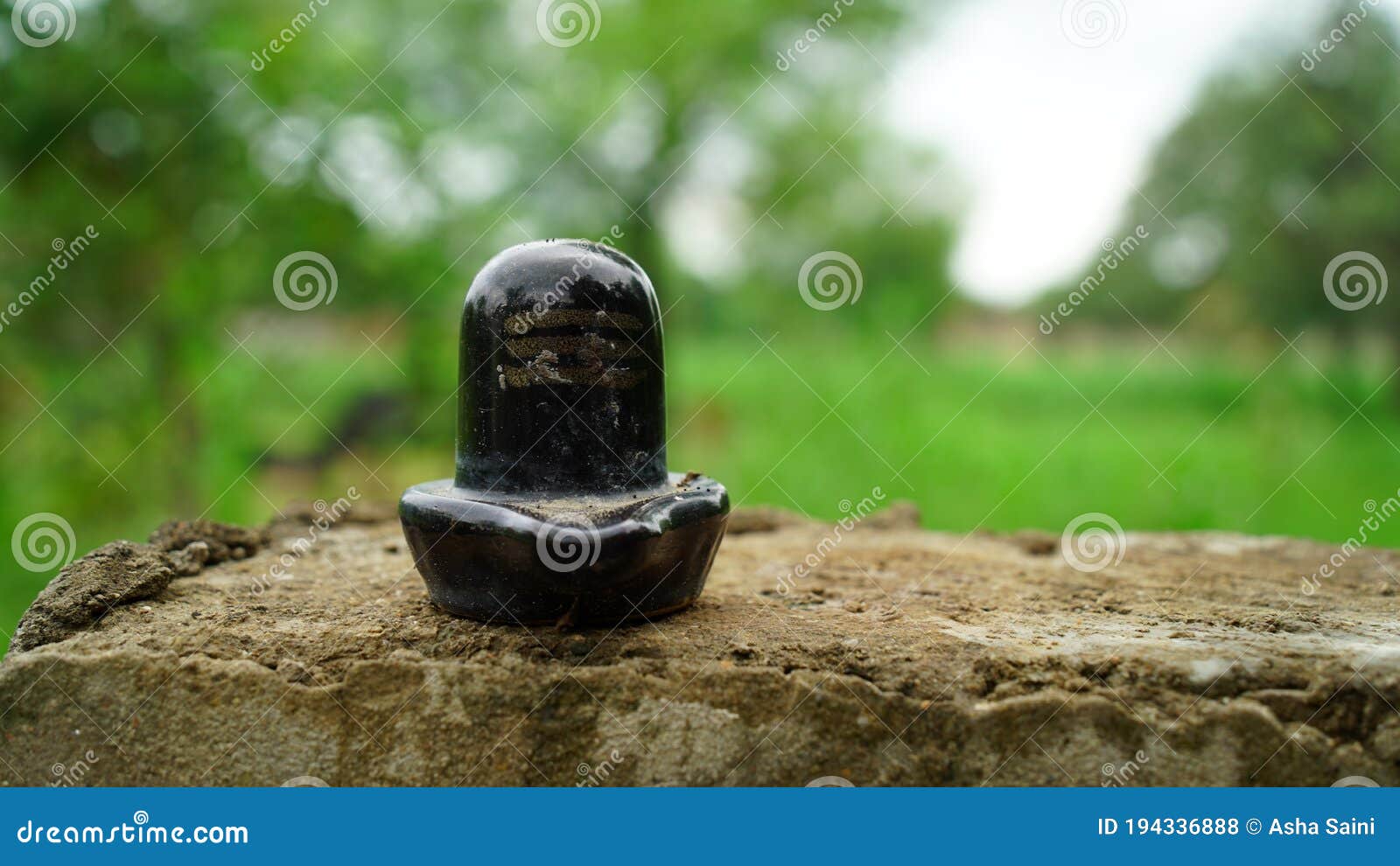 Shivalinga Statue, on Rough Column with Blurred Background. Black ...
