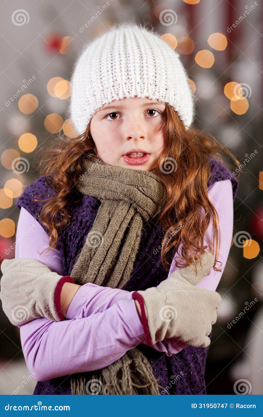 Shivering cold young girl stock image. Image of lights - 31950747