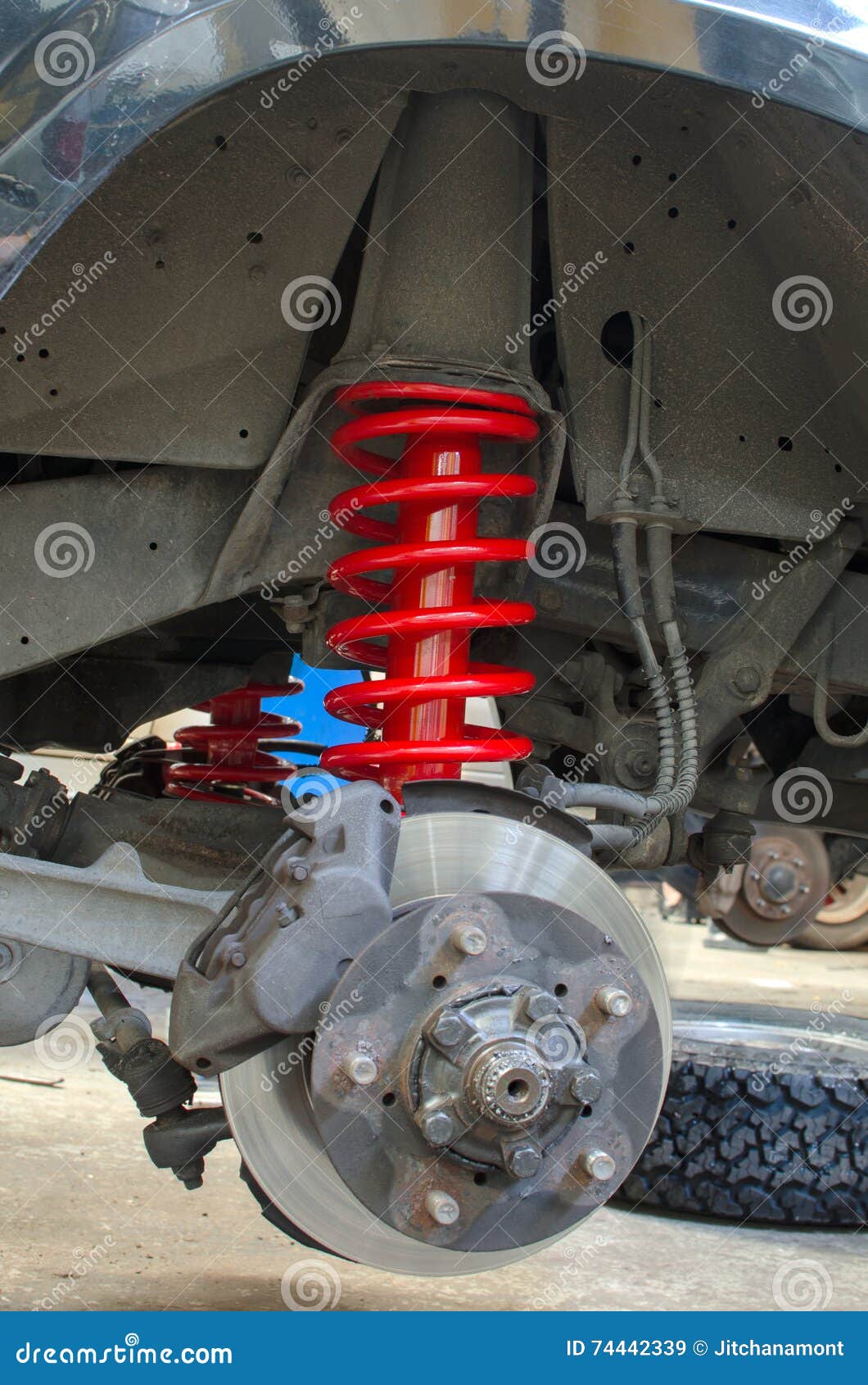 Shock Absorbers and Spring Suspension of Off Road Car Stock Image