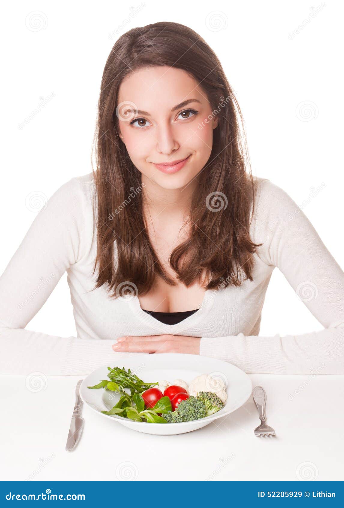 Shock diet. stock image. Image of female, fork, plate 52205929