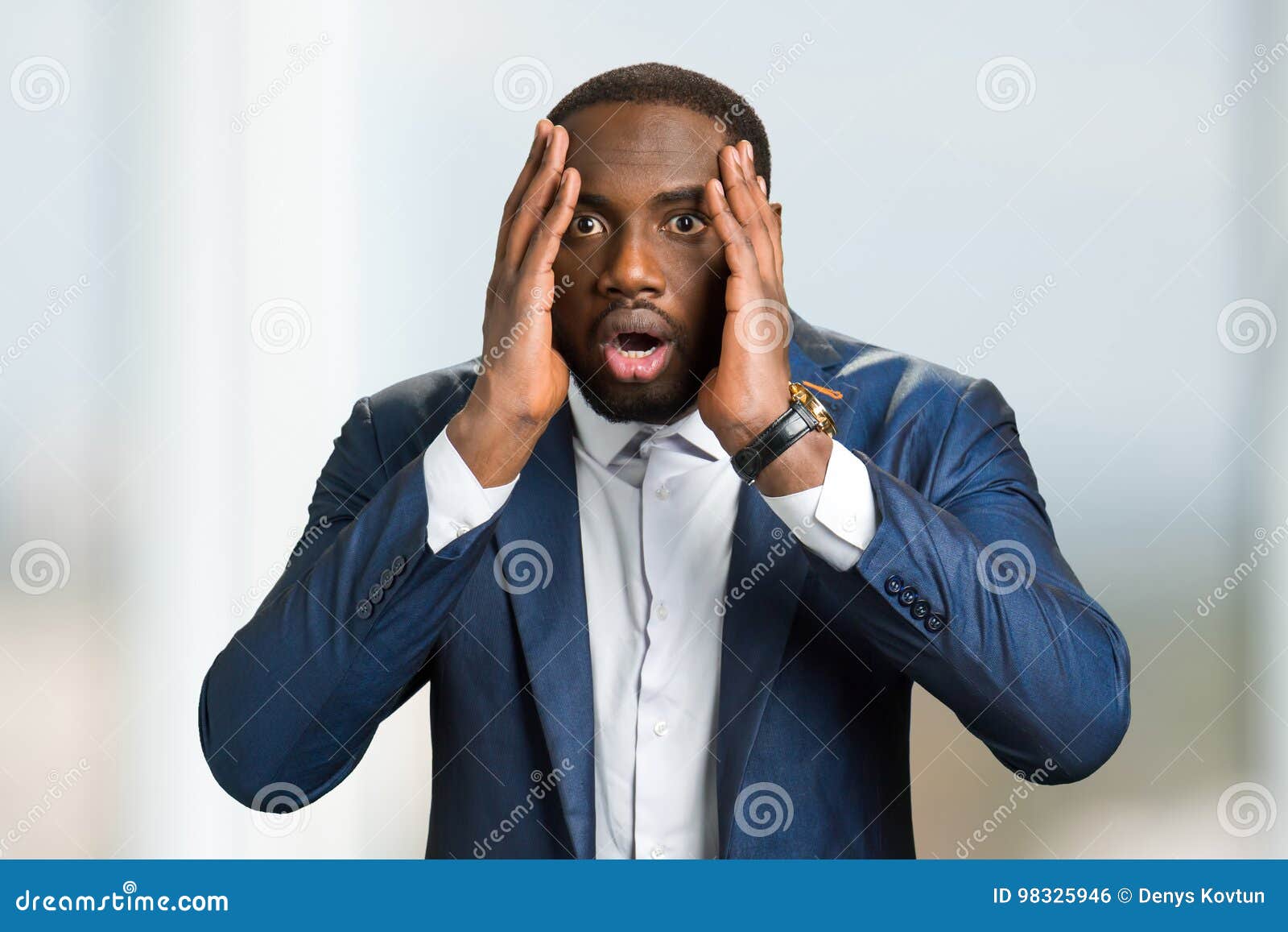 Shocked Afro American Businessman. Stock Photo - Image of mouth