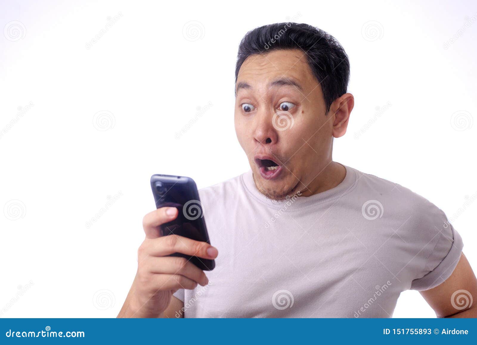 Shocked Happy Man Looking at Smart Phone Stock Image - Image of technology,  adult: 151755893