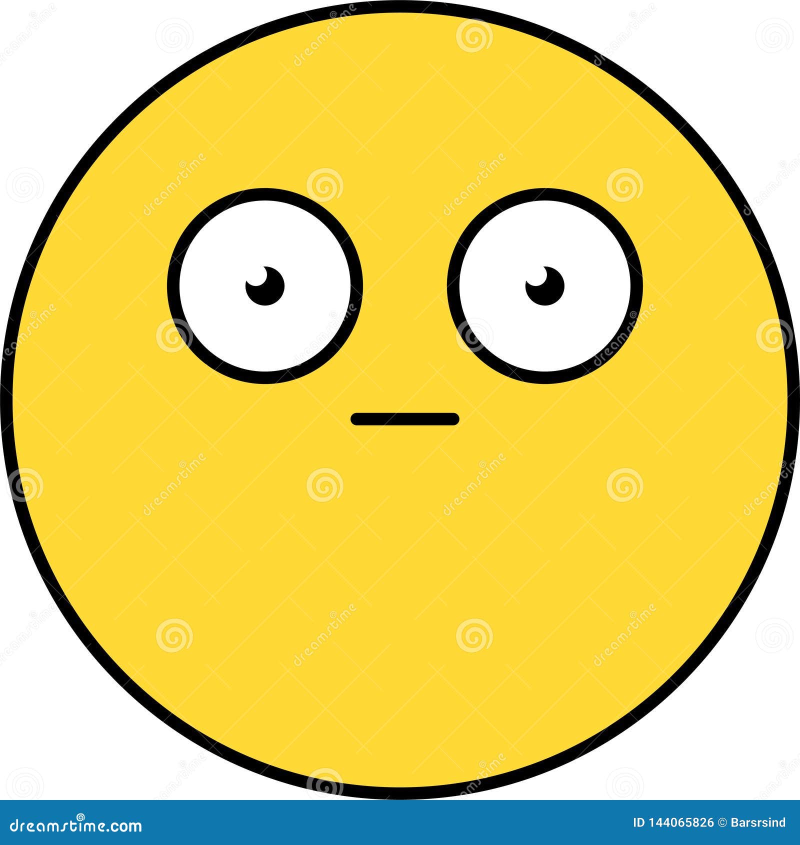 Cartoon face vector frightened emoji fear or worry - Stock