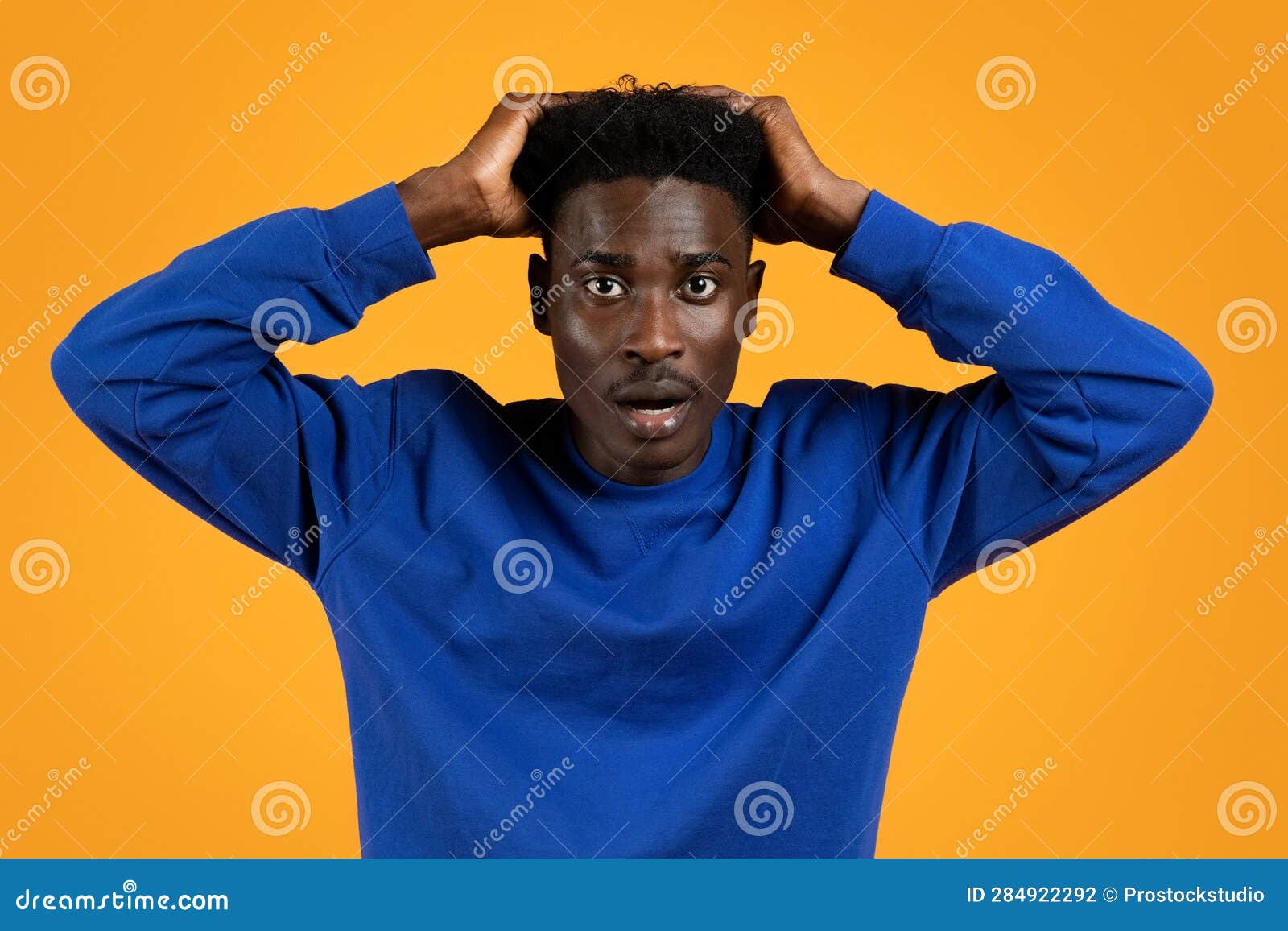 Shocked Young Black Guy Touching His Head Stock Photo - Image of ...