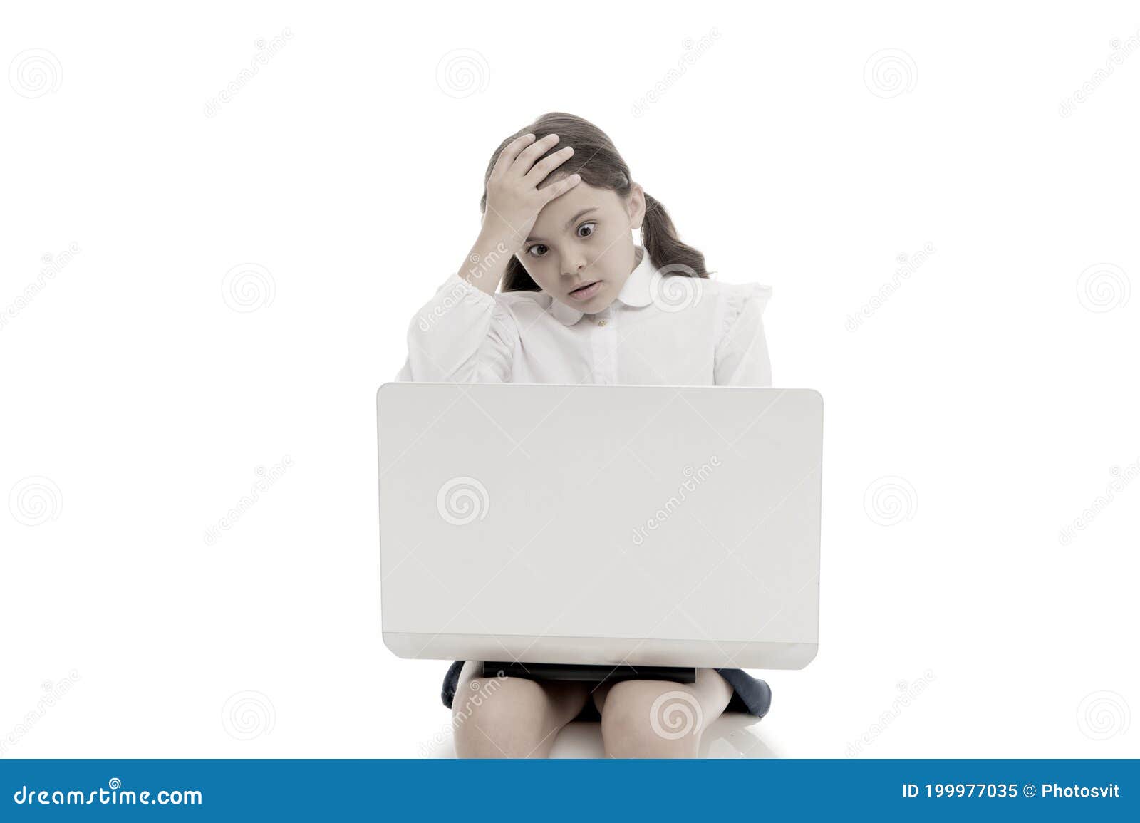 Even For The Internet It's Pretty Shocking Shocking Content. Schoolgirl Surfing Internet with Shocked Face. Girl