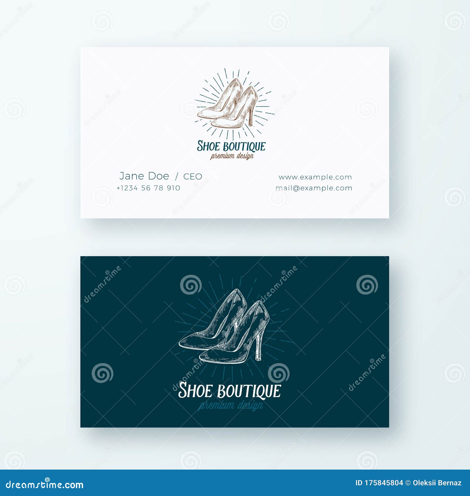Shoe Boutique Abstract Vector Logo and Business Card Template In High Heel Template For Cards