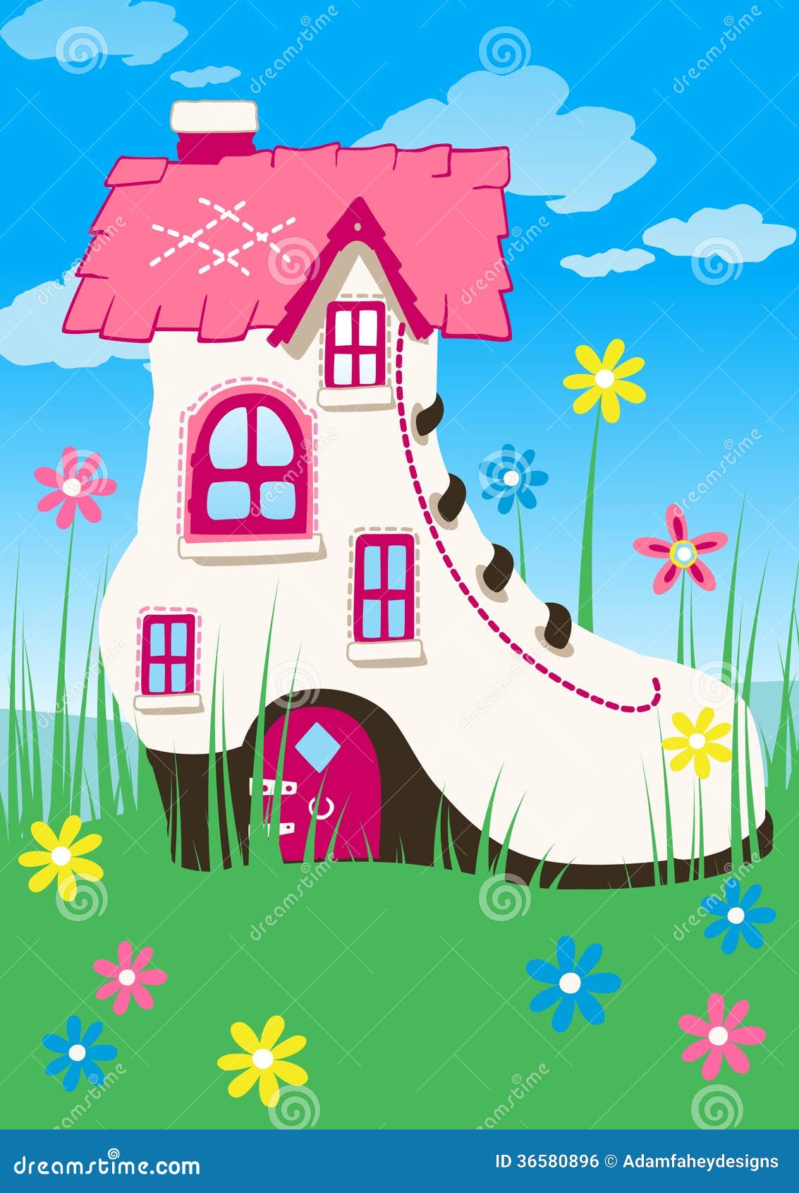 Shoe house. stock vector. Illustration of girls, daisy - 36580896