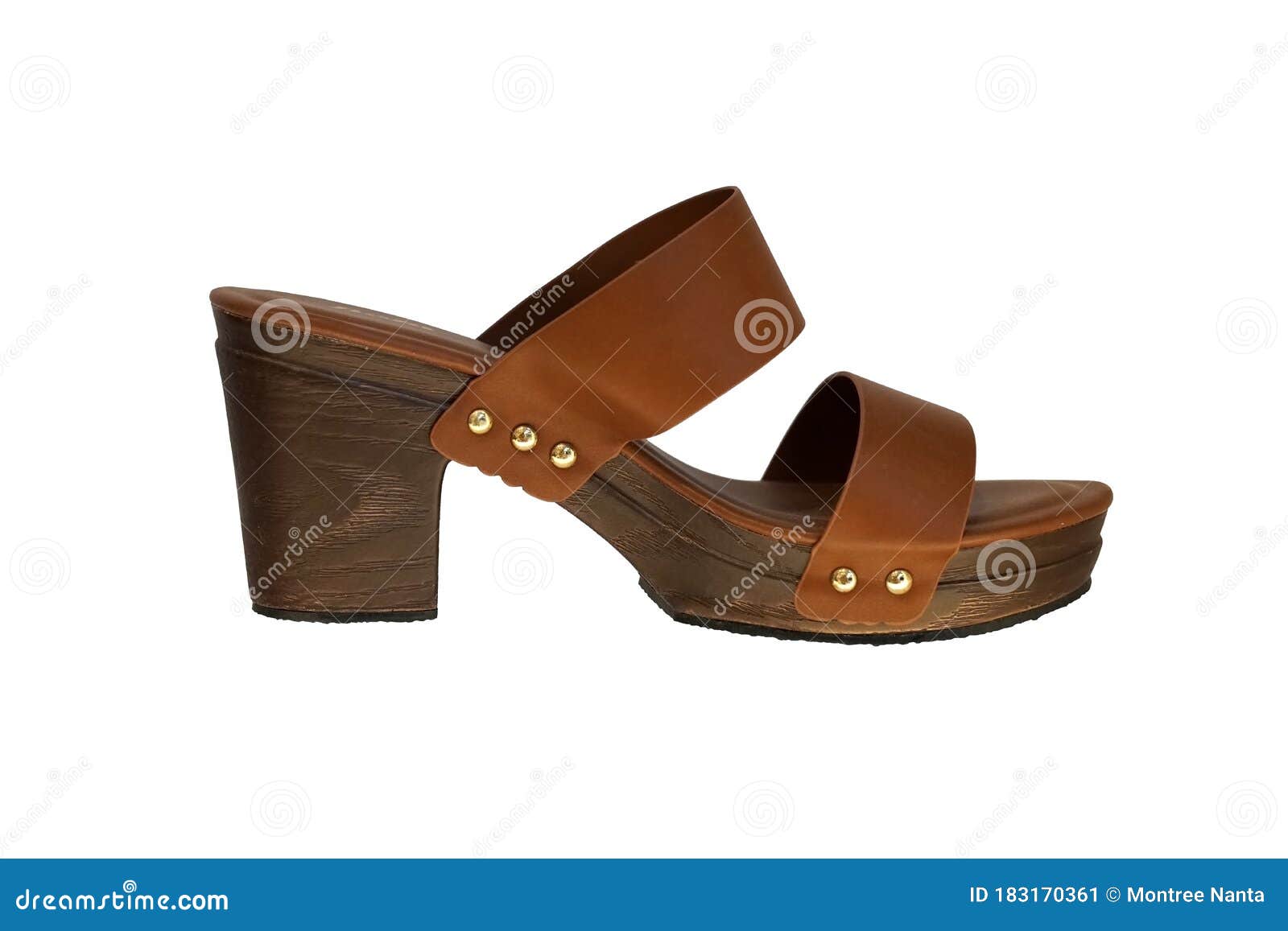 Brown Shoe Isolated on White Background, Stylish Woman`s Opened Shoe of ...