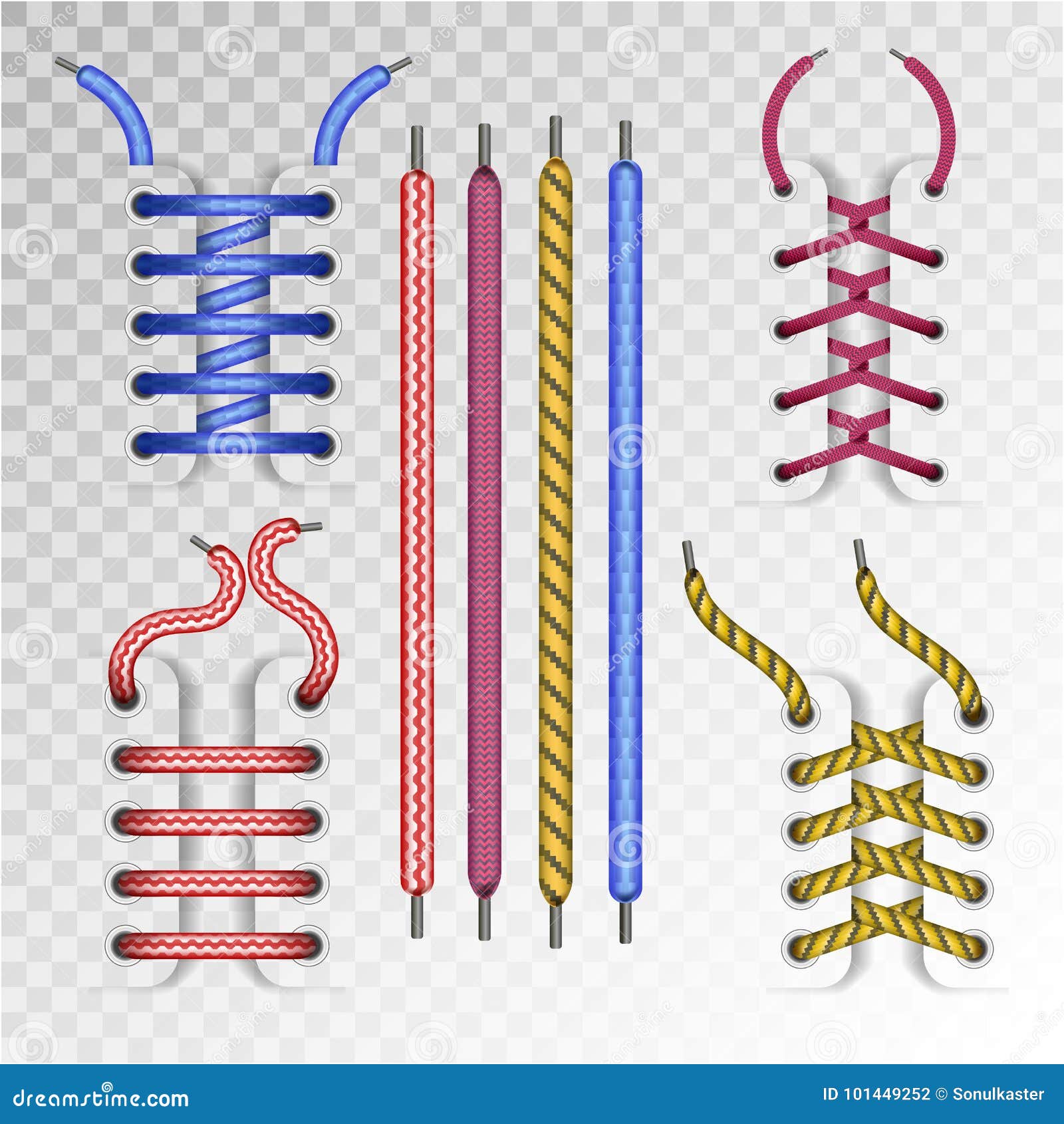 Shoe Laces And Boot Lacing Type Icons On Vector Transparent Background