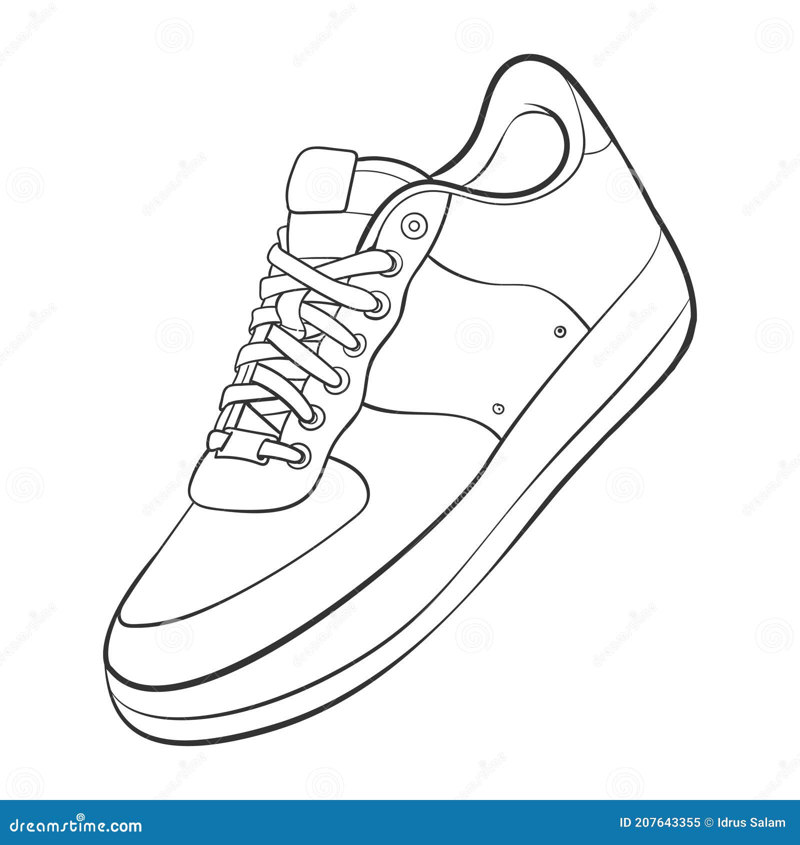 lejer spille klaver Army Shoe Line Drawing. Shoes Sneaker Outline Drawing Vector, Black Line Sneaker.  Vector Illustration. Stock Vector - Illustration of outline, object:  207643355