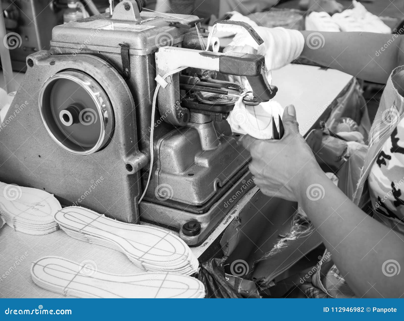Shoe Making Process by Sewing Machine Stock Photo Image of sewing