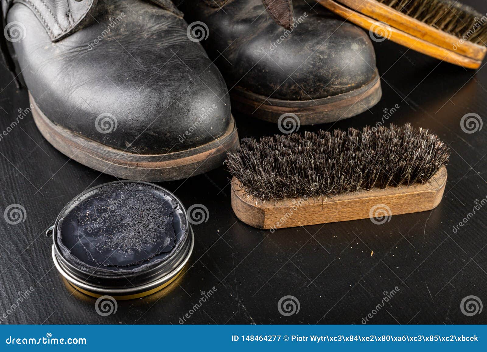 shoe polish and brush