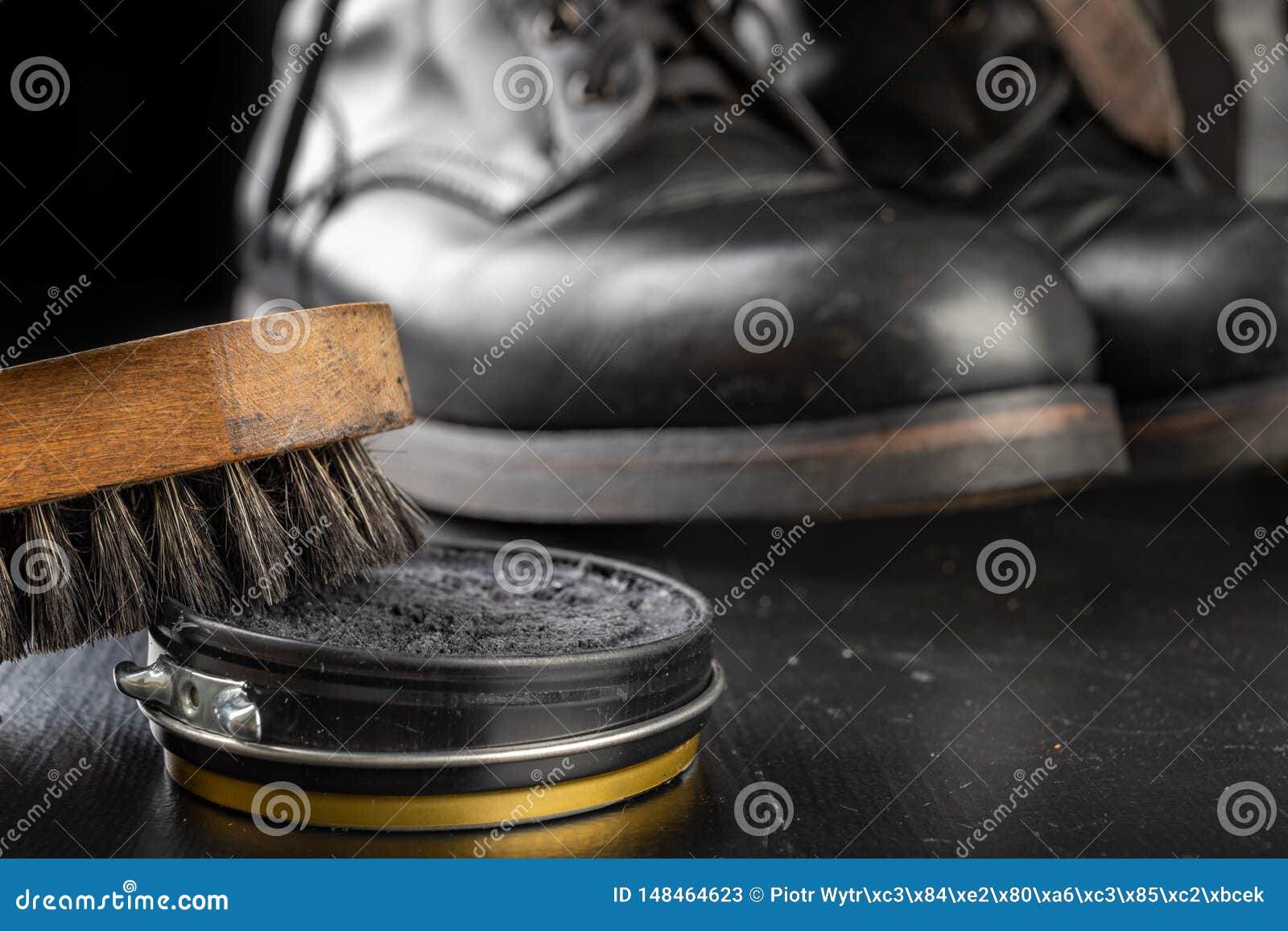 cleaning shoe polish brush