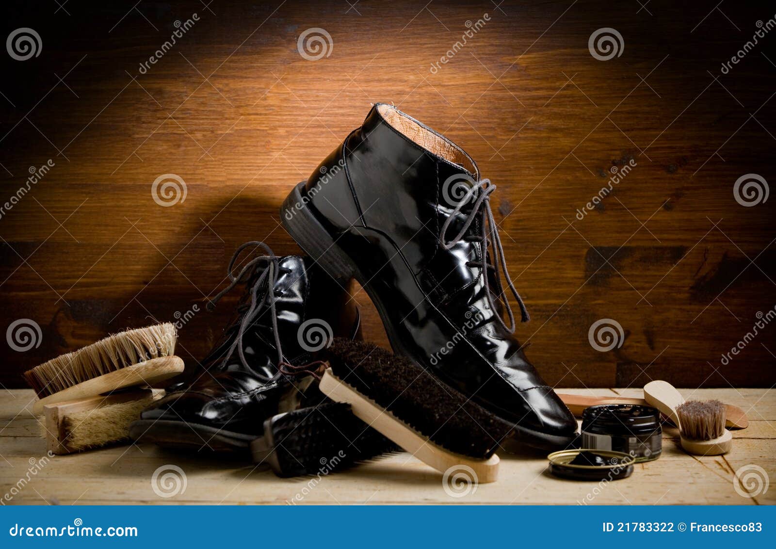 Shoe polishing tools stock photo. Image of table, craftsman 21783322