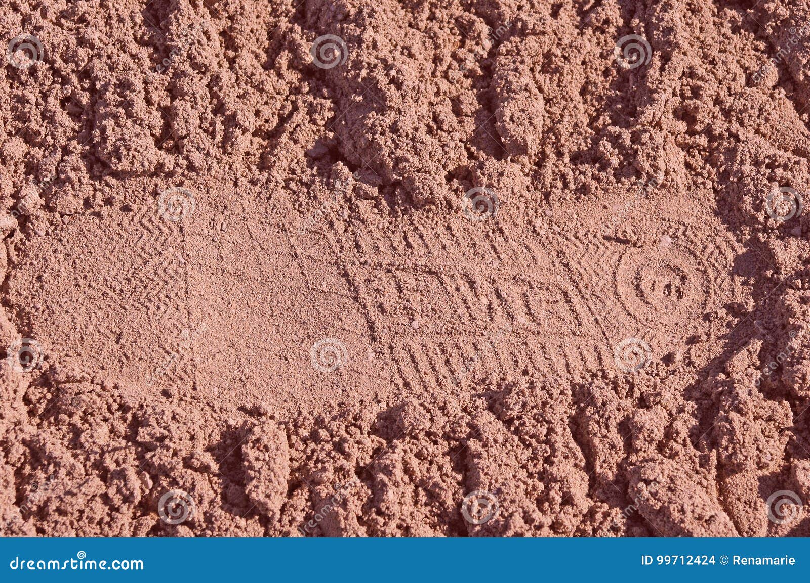 Shoe Print in Colored Sand stock photo. Image of background 99712424