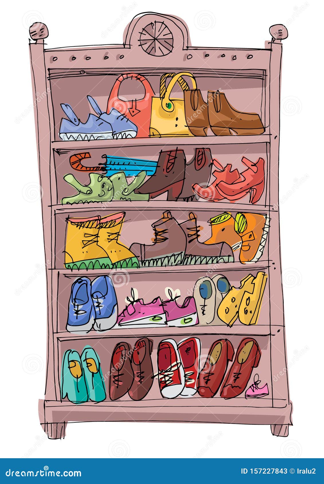 Shoe Rack Full of Fashionable Shoes. Stock Vector - Illustration of dressing, clothing: 157227843 Shoe Rack Full of Fashionable Shoes. Stock Vector - Illustration of dressing, clothing: 157227843